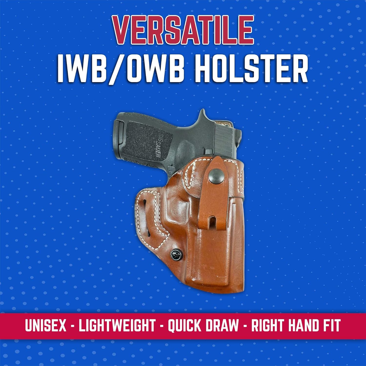 DeSantis Osprey IWB/OWB Gun Holster - IWB and OWB Holster, Leather Pistol Holster for Men and Women, Compatible with SIG P250C, P320C, P320 XCompact - Right Hand Draw, Tan