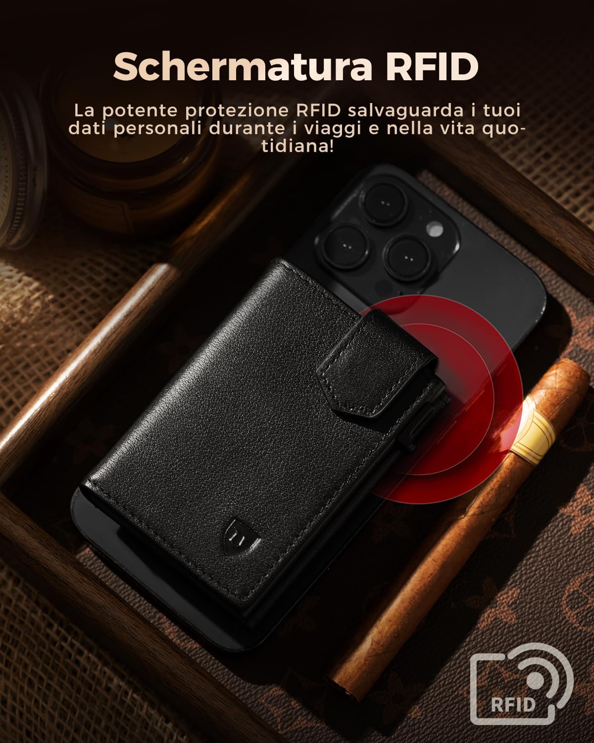 LORZOR Portacarte Uomo con Portamonete XXL, Portafoglio Uomo Slim con Chiusura Magnetica, Porta Tessere Tascabile, Porta Carte di Credito in Pelle con Protezione RFID, Wallet Pop-up per 10 Carte