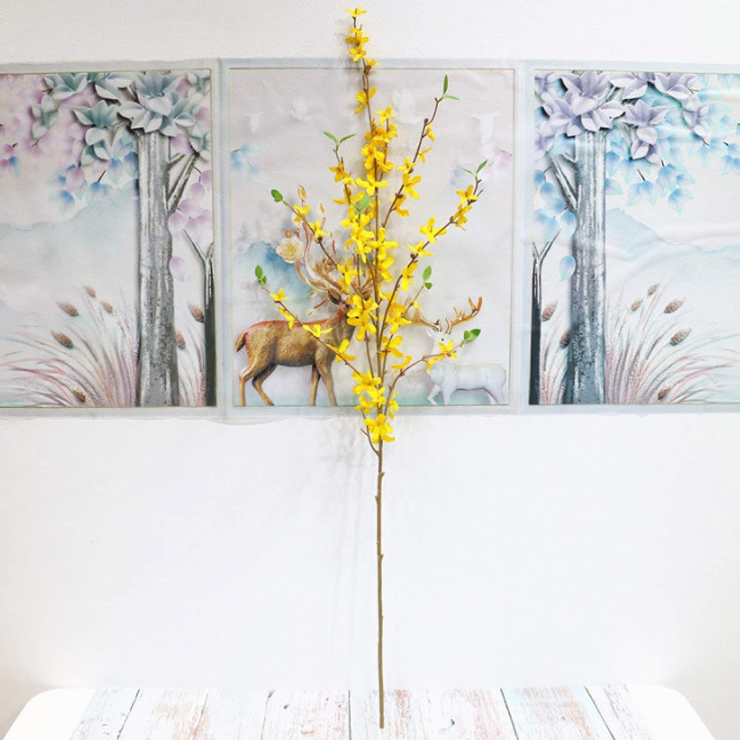 Artificial Forsythia Flowers,4 Pack Artificial Yellow Jasmine Stems, Faux Forsythia Branches with Leaves for Indoor Outdoor Wedding Home Office Decoration 210310XU02-1-4-9438-1447225971