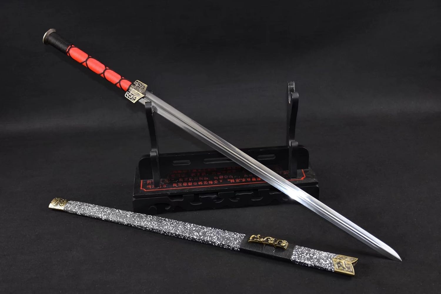 Chinese Sword,Han jian,Medium Carbon Steel,Snowflake Scabbard,Alloy Fittings