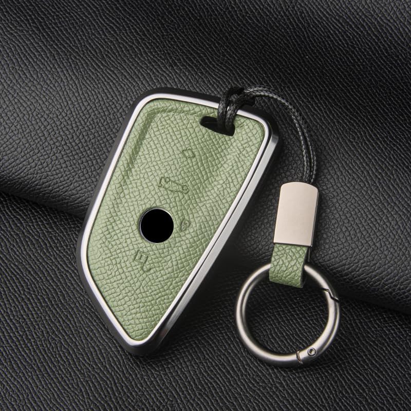 Funda para Llave de Coche para BMW 3/4/5 Series X1 X2 X3 X4 X5 X6 325Li 530 i3 iX3,Funda de Cuero TPU para Llave de Coche,Carcasa de protección Completa,A-Green-2