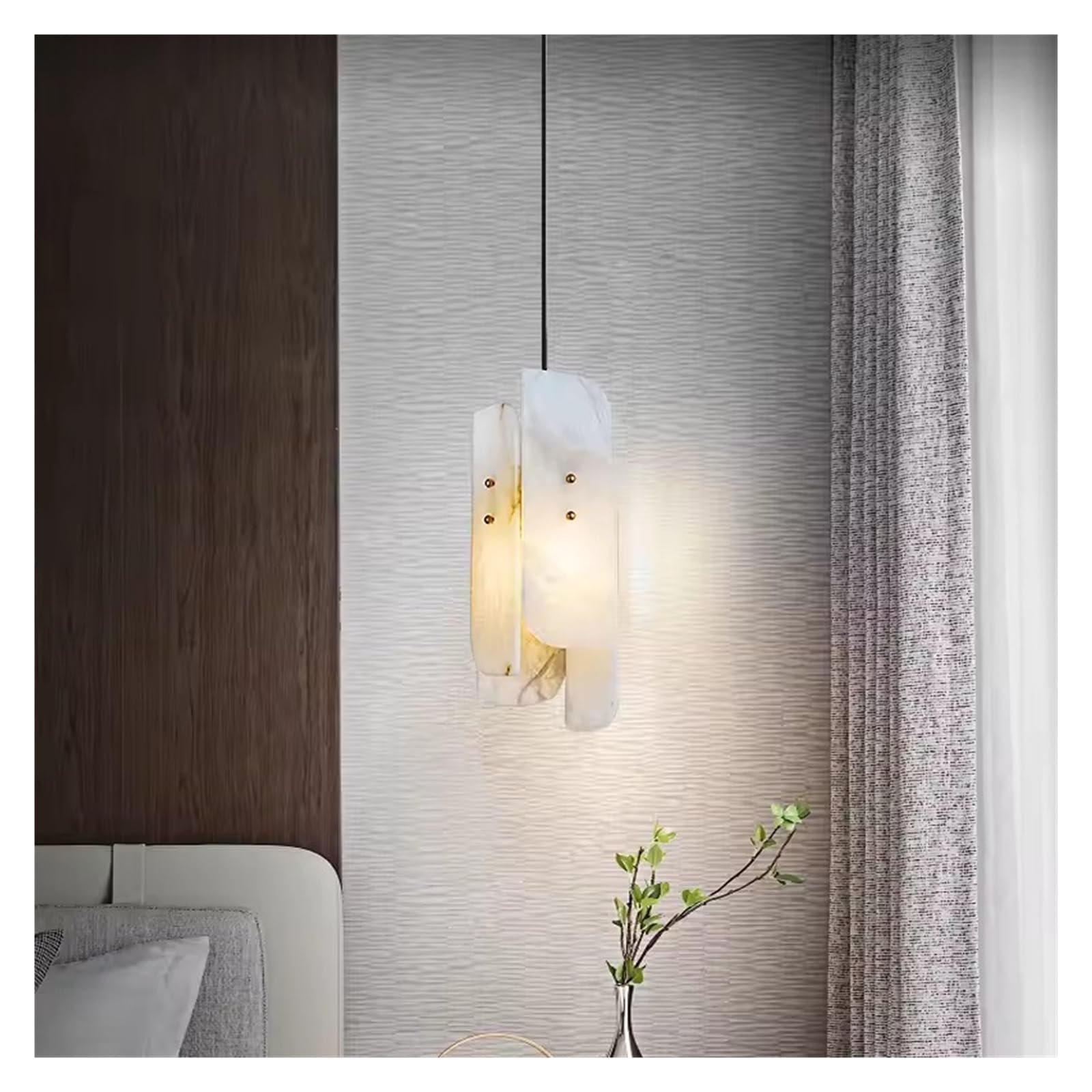 ASerZenith Real Marble Pendant Lights Copper Wire Adjustable E27 Bulb For Bedside Dining Room Kitchen Hanging Lamp,Cold White