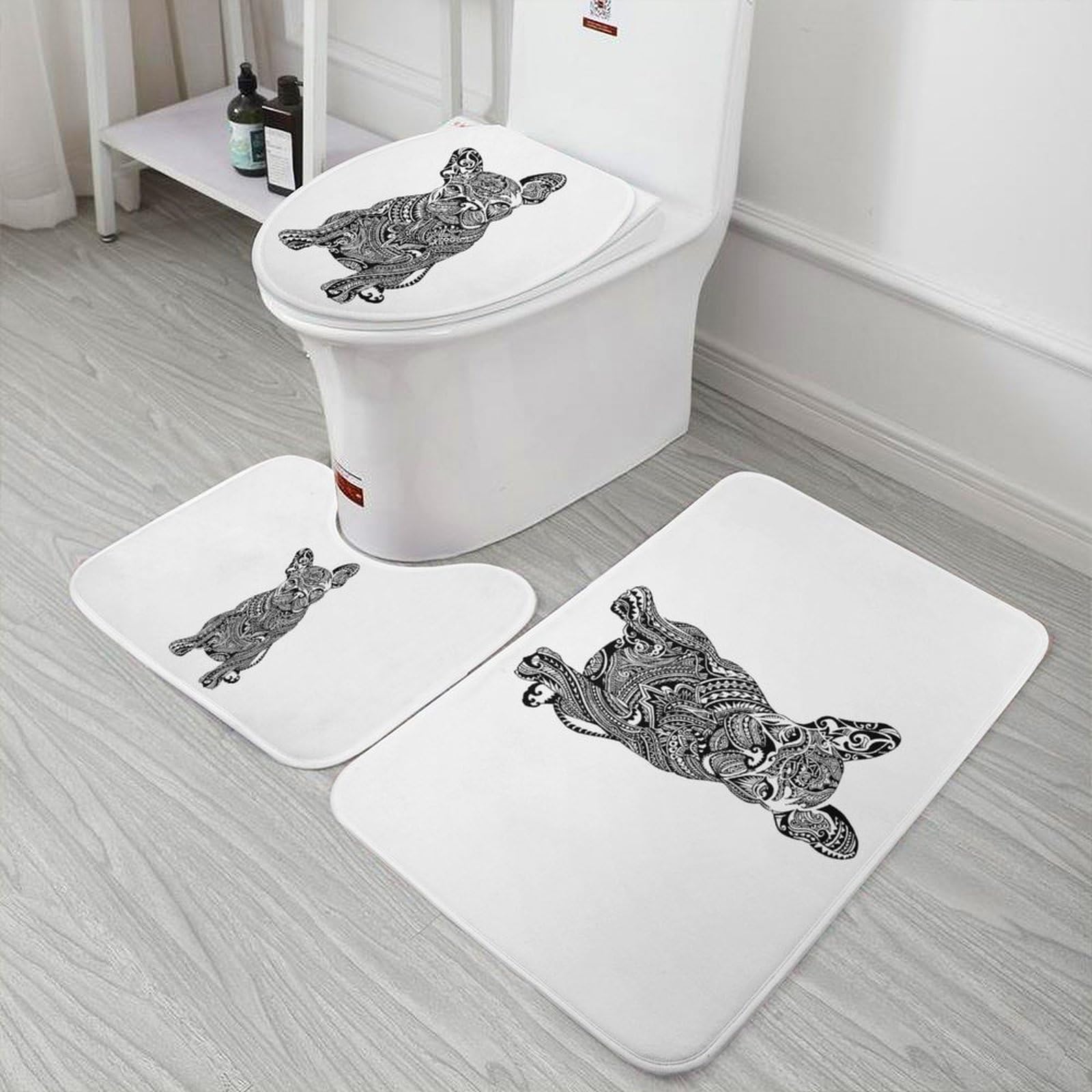 2つのかわいいブルドッグ犬のバスルームラグセット U字型輪郭トイレマットとトイレの蓋カバー付き3点 吸収性マイクロファイバープラッシ dショッピング |新色追加 フレブル スリッパ 夏用 厚底 17-26cm クッション性 フレンチブルドッグ 柔らかい 洗える ふわっふわの履き心地 犬  いぬ 犬雑貨 滑り止め 可愛い 丸洗い ルーム レディース メンズ 子供 子供用 キッズ 親子 軽い 軽量 プレゼント G285[ ブラック ... 