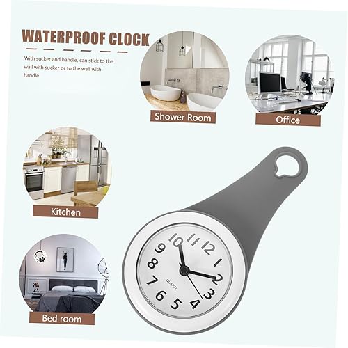 Miniatura 5 de Cabilock Reloj de pared con ventosa de baño, reloj de pared rústico, reloj de pared para baño, temporizador de cuenta regresiva, pequeño reloj de