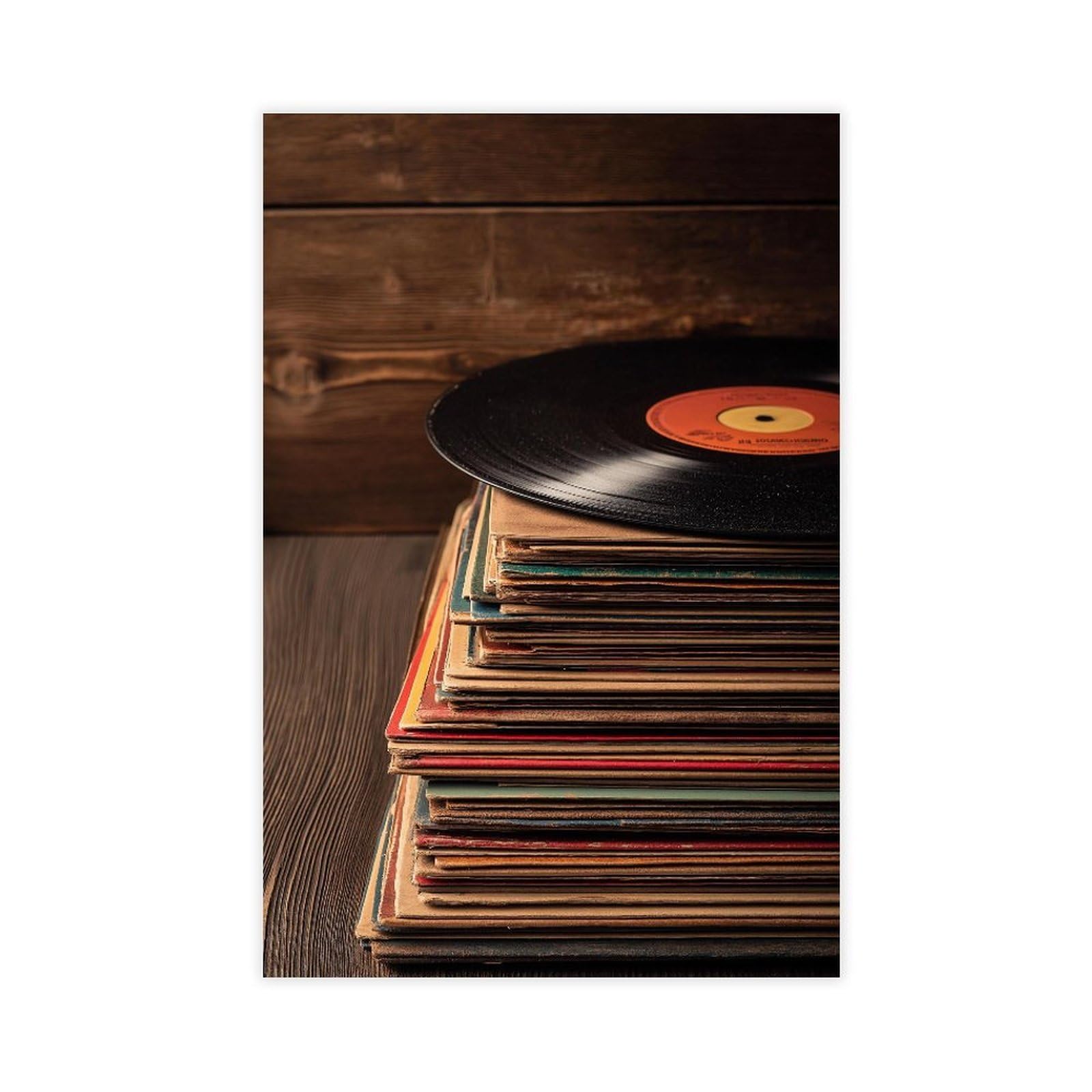 Impression d'art mural vintage en forme de disque vinyle pour décoration de salle de musique rétro, affiche sur toile pour salon, chambre à coucher, 61 x 91,4 cm (L x l)