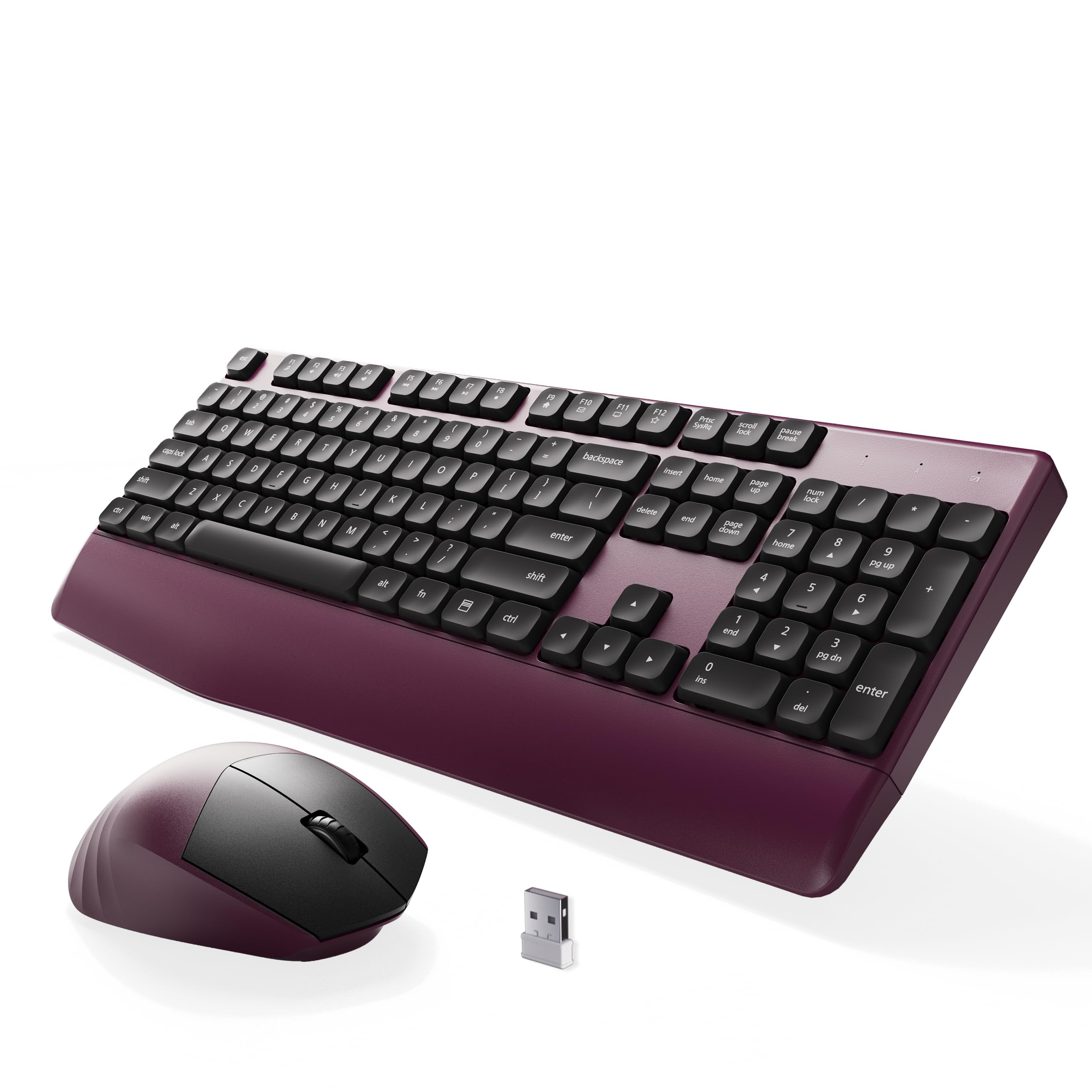 MPTOG Combinazione di tastiera e mouse ergonomici con poggiapolsi, chipset BK, tastiera e mouse da ufficio colorati di dimensioni standard, pulsante di accensione, ricevitore USB per PC portatile