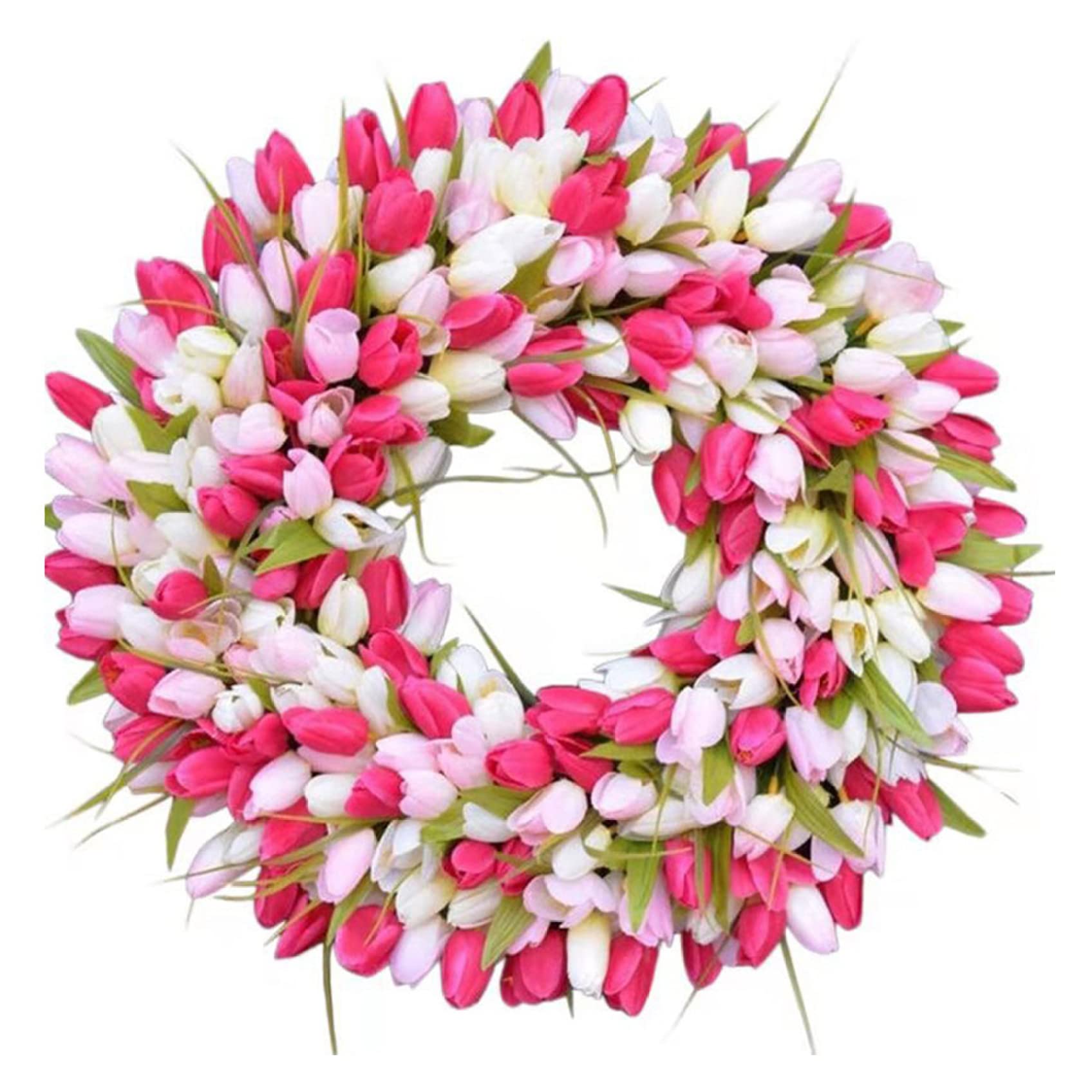 Wedhapy As Show Tulip Door Wreath Summer Wreaths Front Door Wreath Tulip Front Door Wreath Artificial Flower Door Hanging Ornament For Window Party Decor 35Cm
