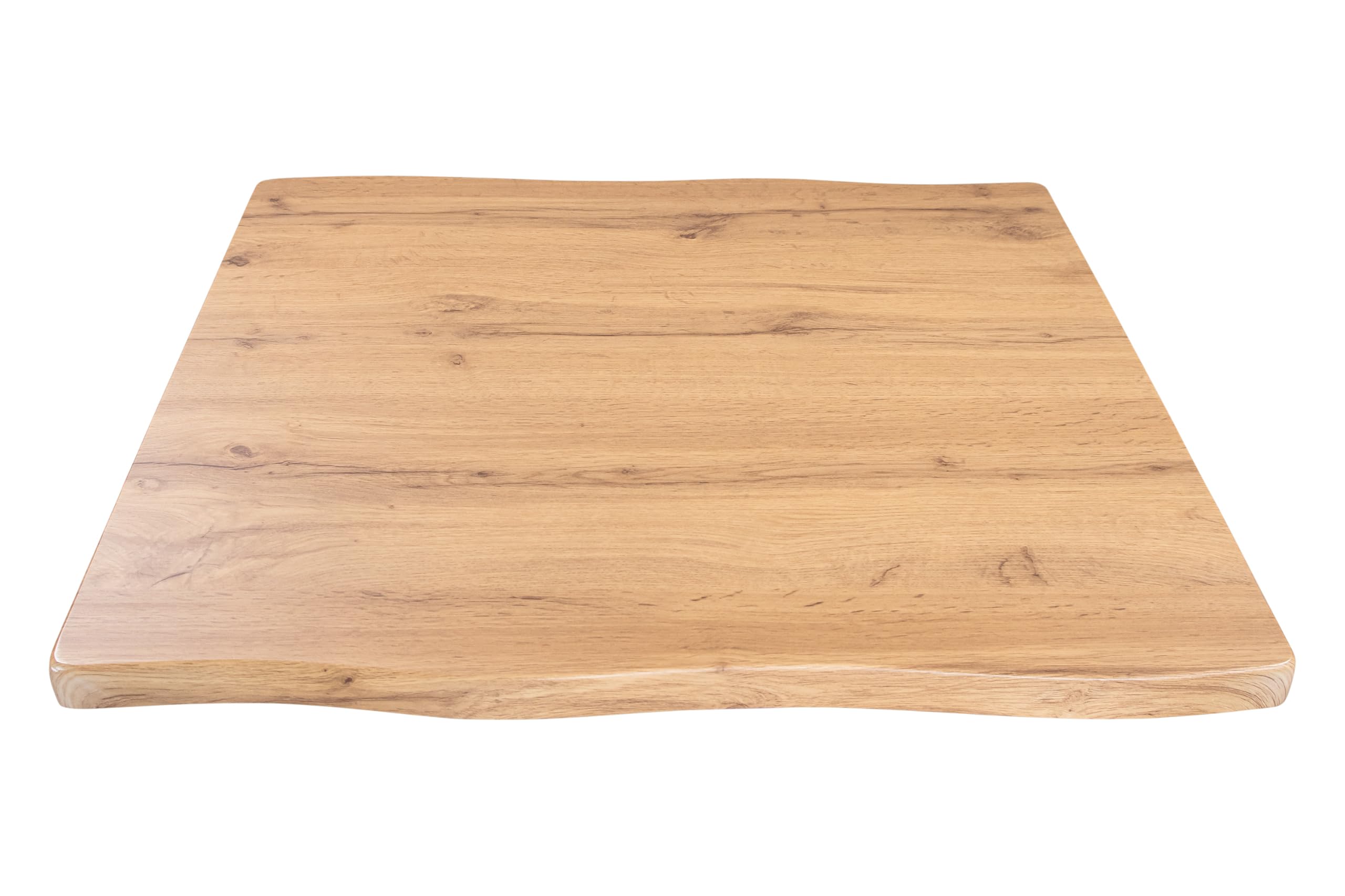 SAM Tischplatte Joan | 60 x 60 cm eckig | Holz | Farbe: Eiche | Baumkante | Holzplatte für Küche & Café