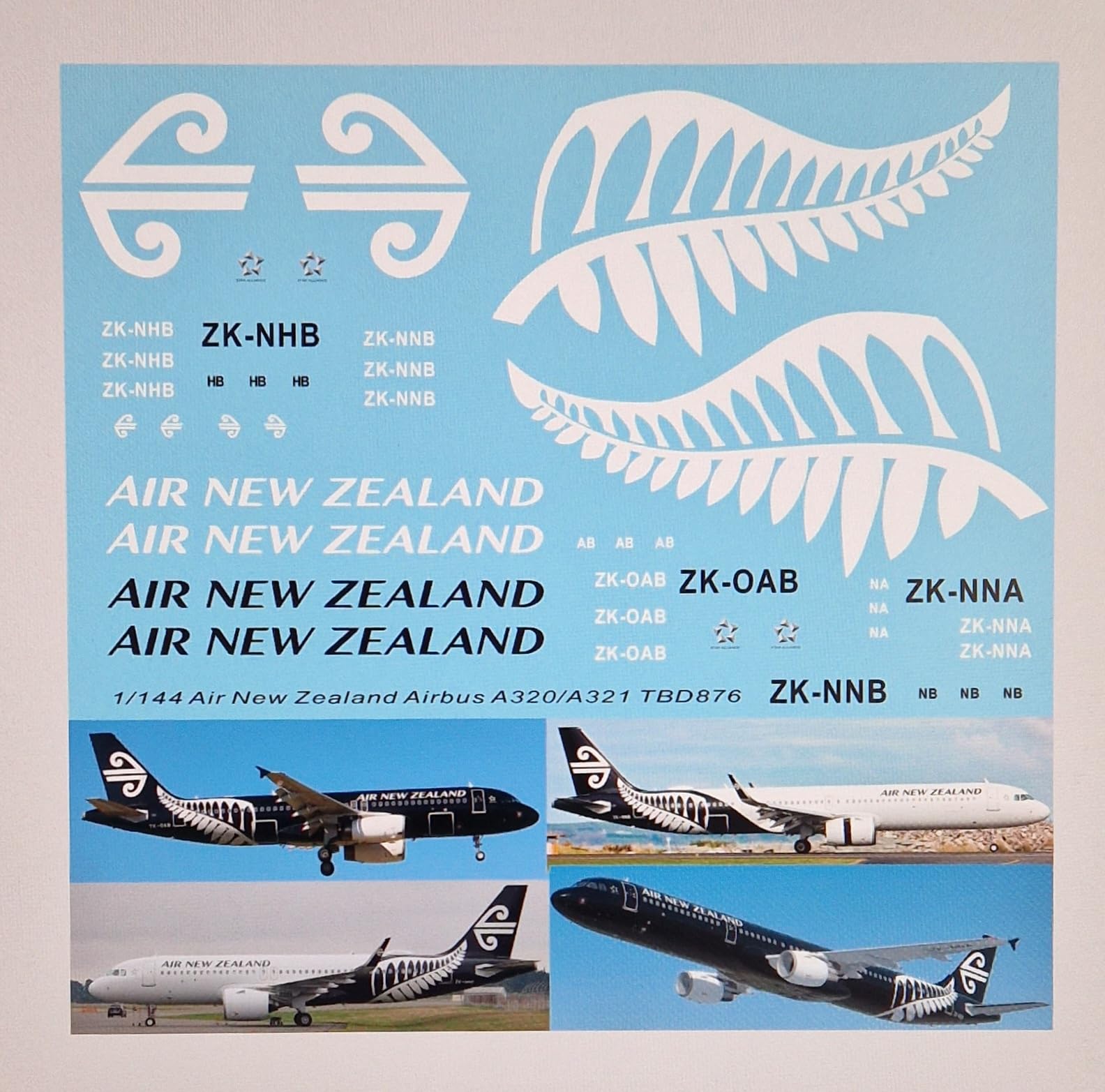 1/144 Decals for Airbus A320 / A321 NEO AIR NEW ZEALAND Decal TBD876