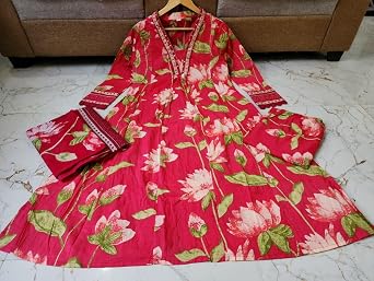 Womens Cotton Floral Printed Kurta Set with Dupatta Ethnic Festive & Casual Wear Outfit