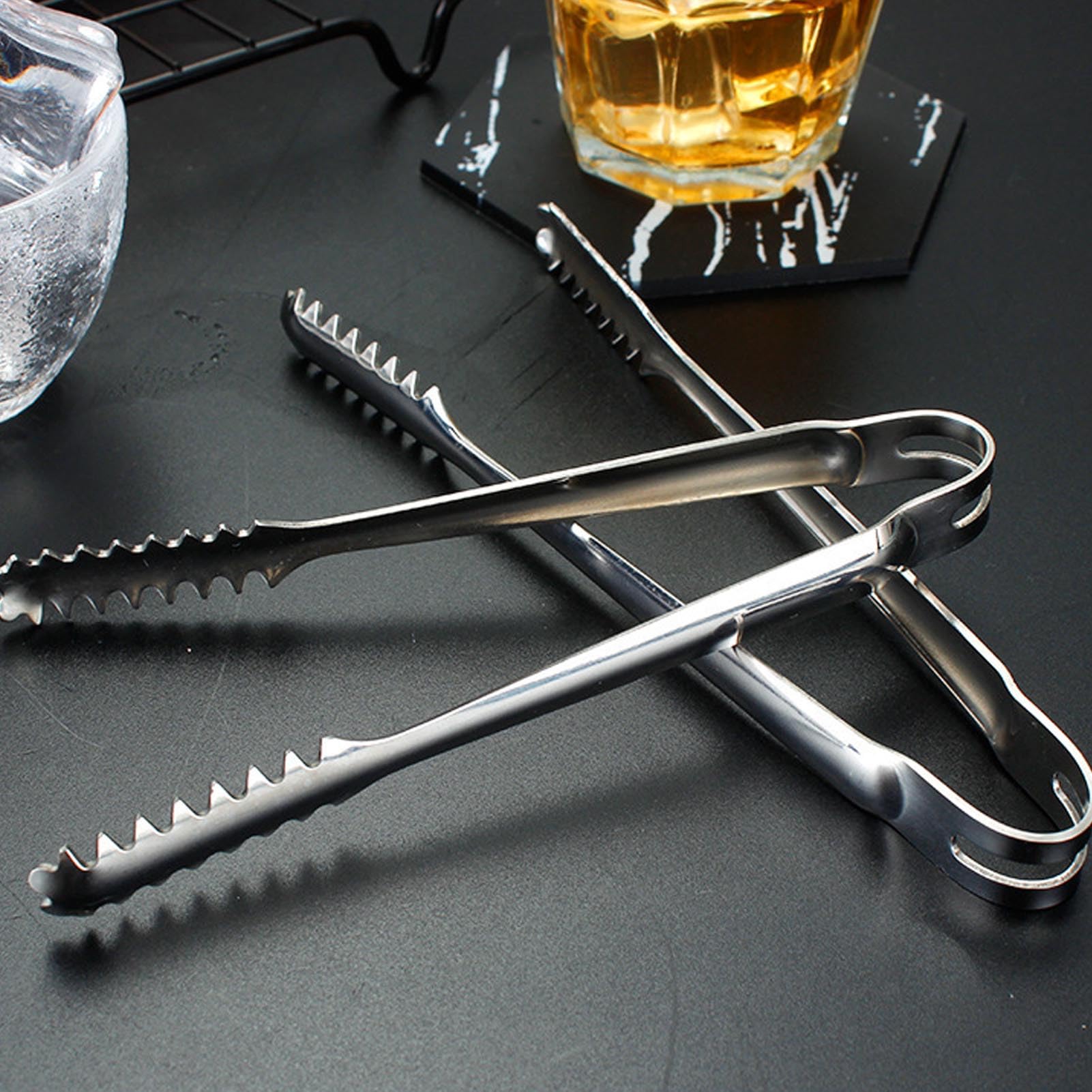 Ice tongs, 10PCS Small Tongs Stainless Steel with Teeth Make Grabbing Ice Easy, Metal Cooking Grilling Locking Food Tongs for Ice Bucket Ice Sugar Coffee Bar Food Serving (19.4CM)