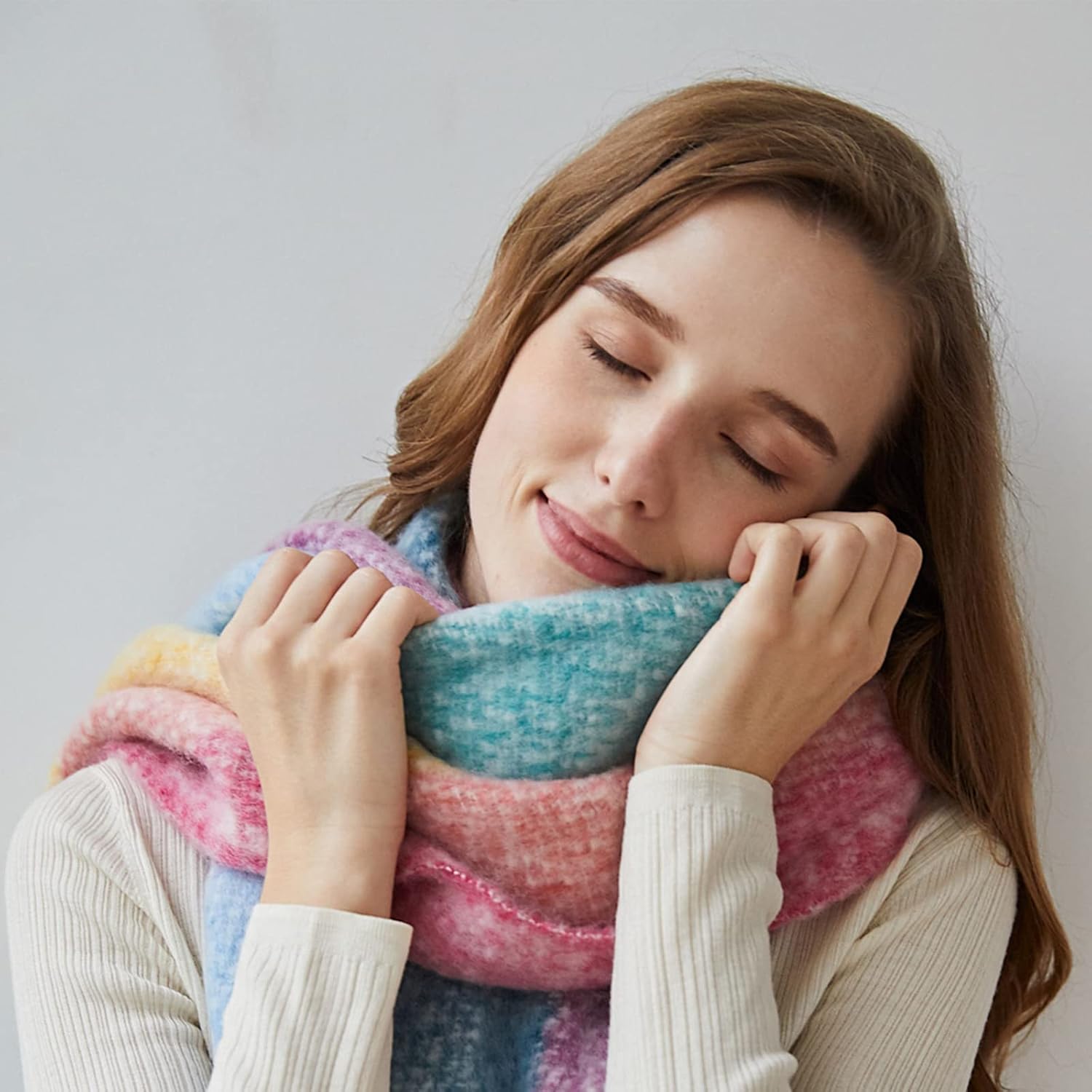 MissShorthair Oversized Chunky Blanket Scarf for Women Winter Warm Colorful Big Scarfs Plaid Thick Scarves Soft Fluffy Shawl - Image 8