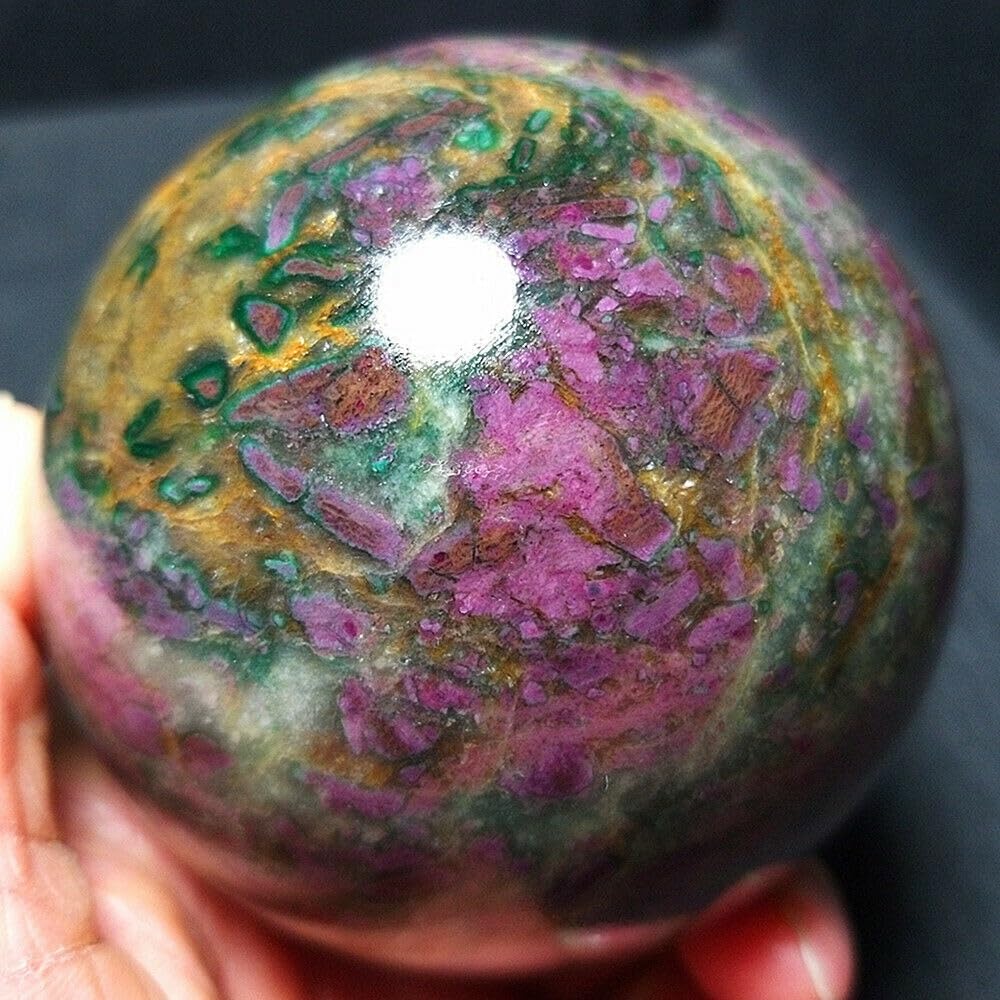 SHFTQXSLAT Red Green Ruby Sphere Epidote Quartz Crystal Polished Ball Ornaments (Size : 500-600g)