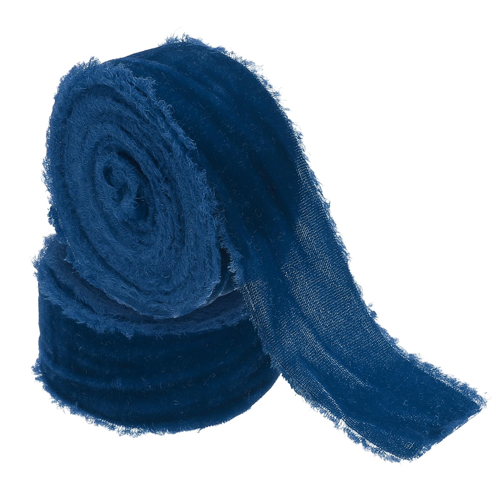 Ruban de velours effiloché bleu pour décoration de sapin de Noël