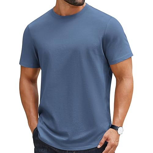 COOFANDY Mens T-Shirts 100% Cotton Crewneck Short Sleeve Tees Casual Plain Shirts