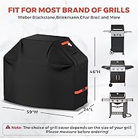 Vista 2 de Funda para parrilla 600D resistente, ajuste universal, impermeable, protector para parrilla de barbacoa con correas ajustables, cubierta de horno