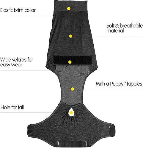 Miniatura 6 de HEYWEAN Pañal de cuerpo completo para perros con pañales para cachorros, traje de recuperación fisiológica para cirugía para perros machos y hembras