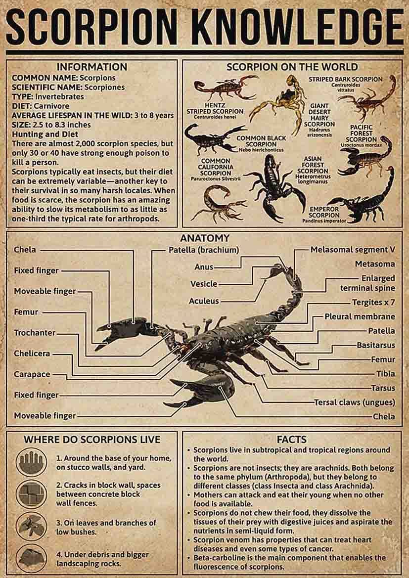Amazon.com: Scorpion Knowledge Metal Tin Signs Scorpion Reference
