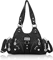 AngelKiss Vegan Leather Small Hobo Tote Bag for Women - Multi-Pocket Shoulder Purse with Zipper & Adjustable Strap