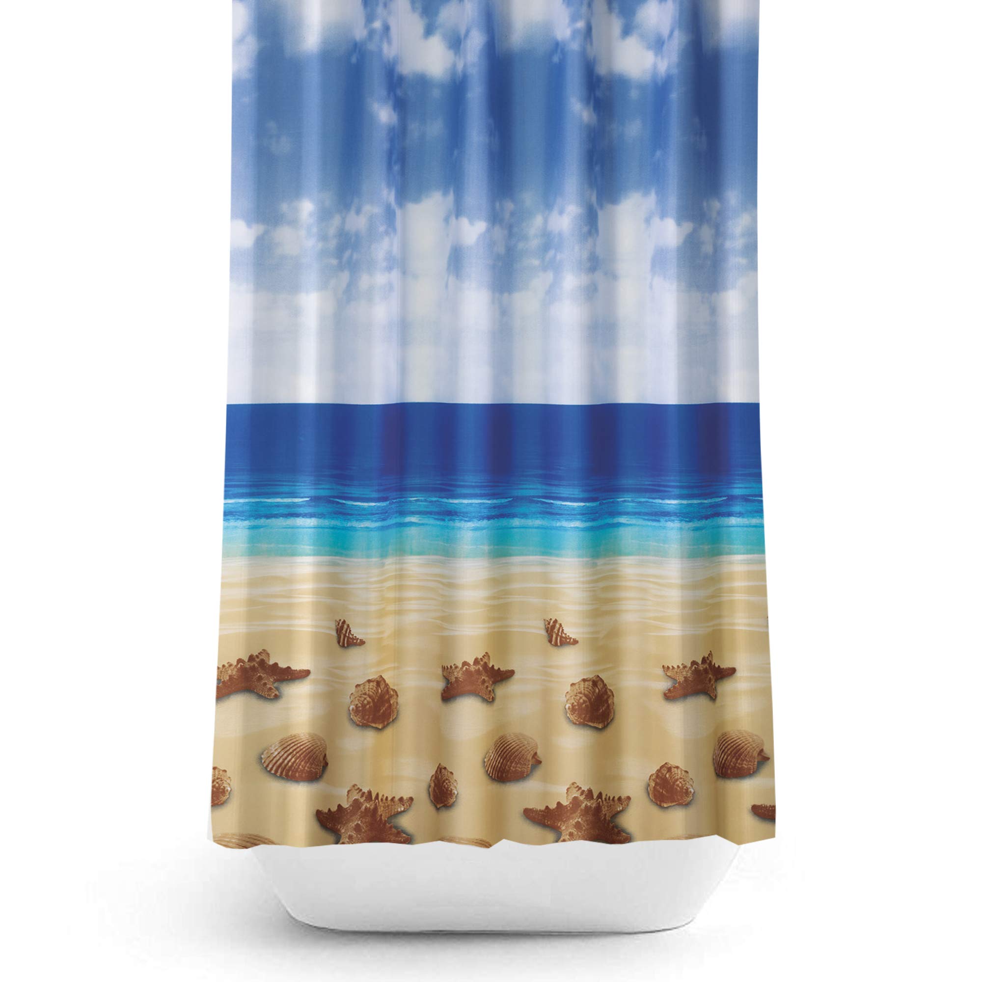 Tropik Home Multi Colour Shower Curtain Beytug Extra Wide Bespoke Size Fabric Shower Curtain 240Cm Wide By 180Cm Drop [Beach]