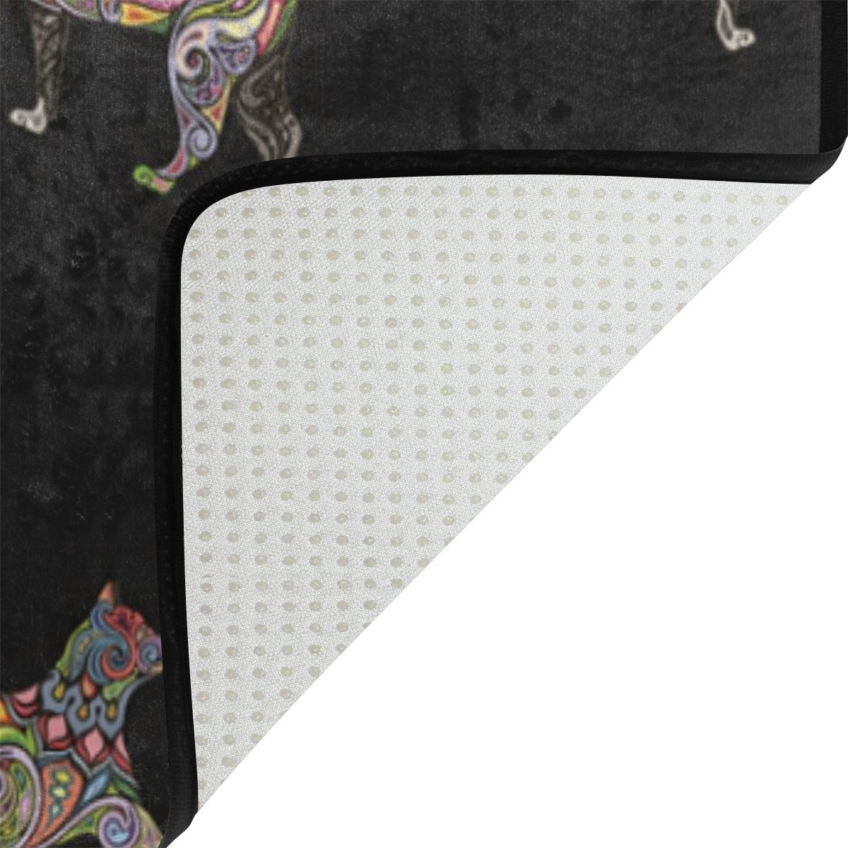 Mnsruu 203 x 147 cm Noir Style Ethnique Chat Imprimé Grande Surface Rugs Tapis de Sol antidérapant, léger, Utilisation pour Le Salon Chambre à Coucher Maison du Pont terrasse