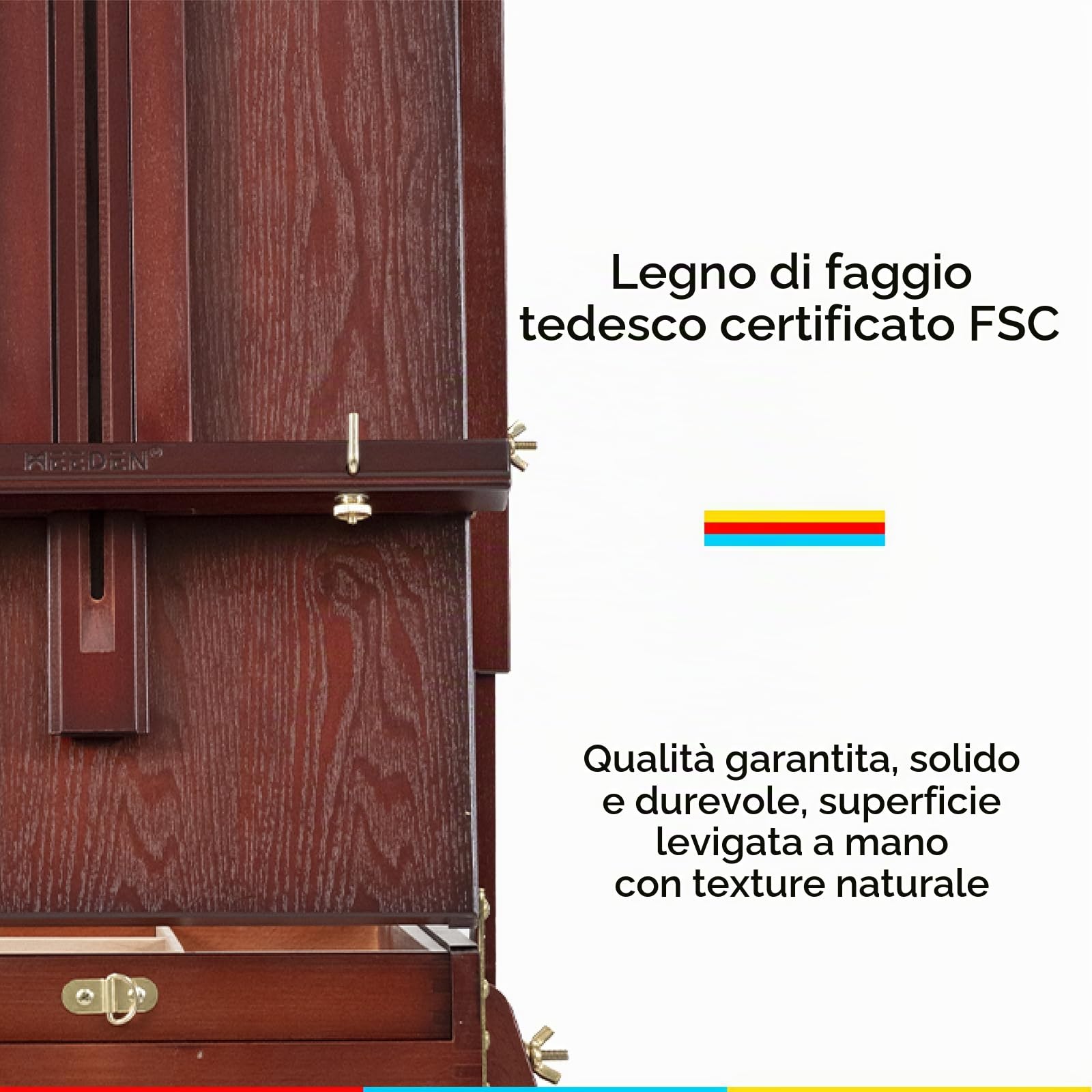 MEEDEN Cavalletto Francese, Scatola da Cavalletto per Schizzi in Legno di Faggio con Gambe Pieghevoli, Cavalletto da Treppiede per Artista Portatile per Schizzi all'Aperto
