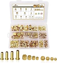 220PCS Compression Fittings Assortment kit - 4 sizes (1/4", 3/8", 5/16", 1/2") of Brass Compression Sleeve Ferrule, Insert and Nuts,Connect Lines for Air,Water,Fuel,Oil and Inert Gases