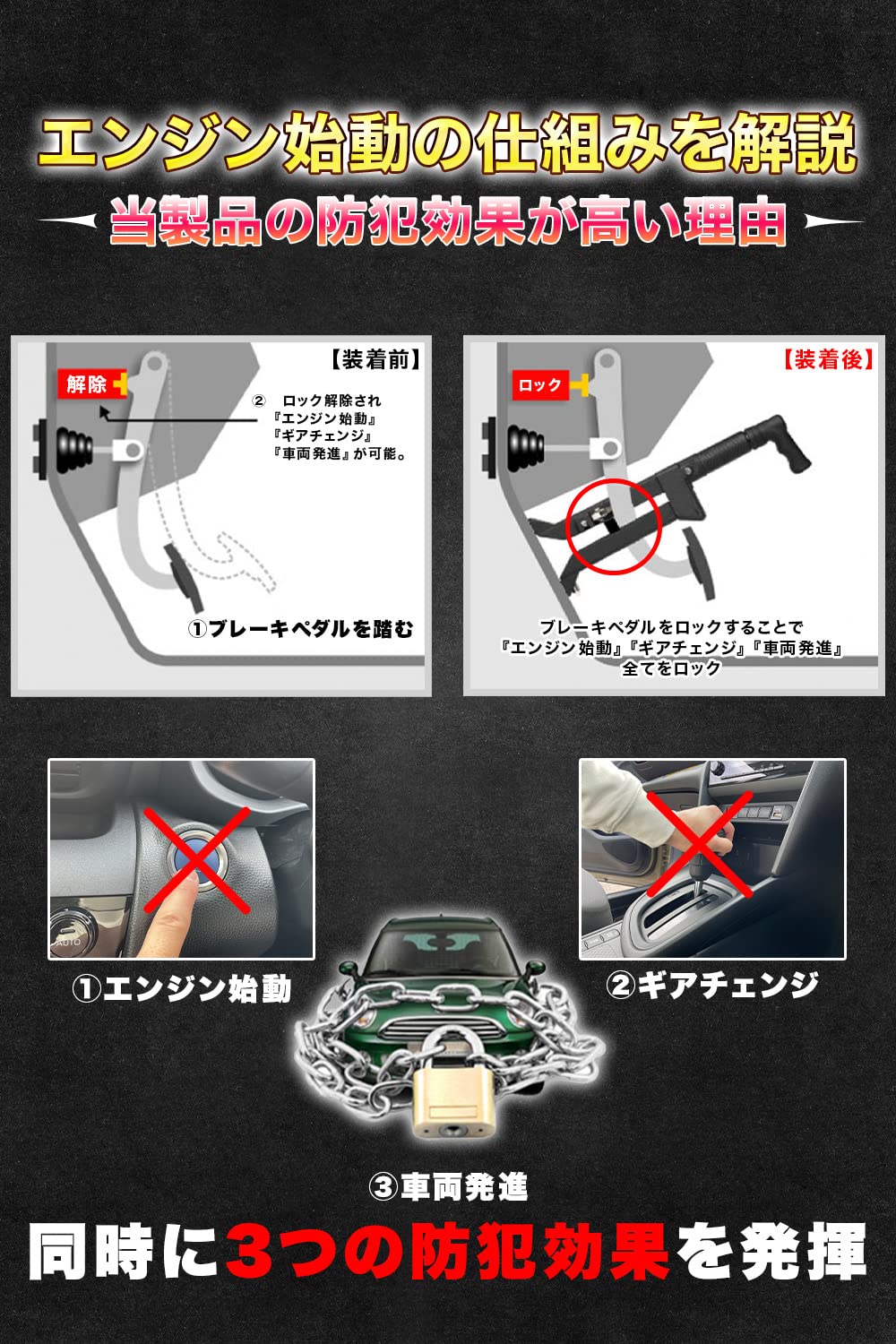 Amazon.co.jp: [Bontrec] ペダルロック 盗難防止 カー