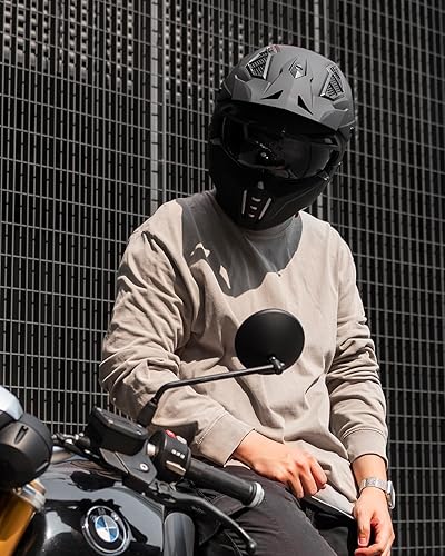 Miniatura 8 de ILM Medio casco de motocicleta de cara abierta 34 para hombres y mujeres, casco retro vintage con visera para ciclomotor, cuatrimoto, crucero,