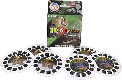WARM FUZZY Toys Alligator and Big Cat Reels for Viewfinder - Viewfinder Reels for Kids & Adults, Classic Toys, 3D Reel, Retro Toys, Contains 6 Slide with 42 High Definition 3D Images