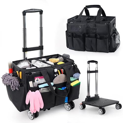 Rolling Cleaning Caddy Bag Detachable Trolley product photo (Cleaning Kits & Organizers) — ScooterReviewPro review