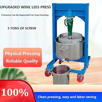 13L Hydraulic Jack Fruit Press, 2 Ton Pressure 304 Stainless Steel Commercial Juicer with 4 Moving Wheels, Screw Jack Juicing Machine for Honey, Fruits, Vegetables(