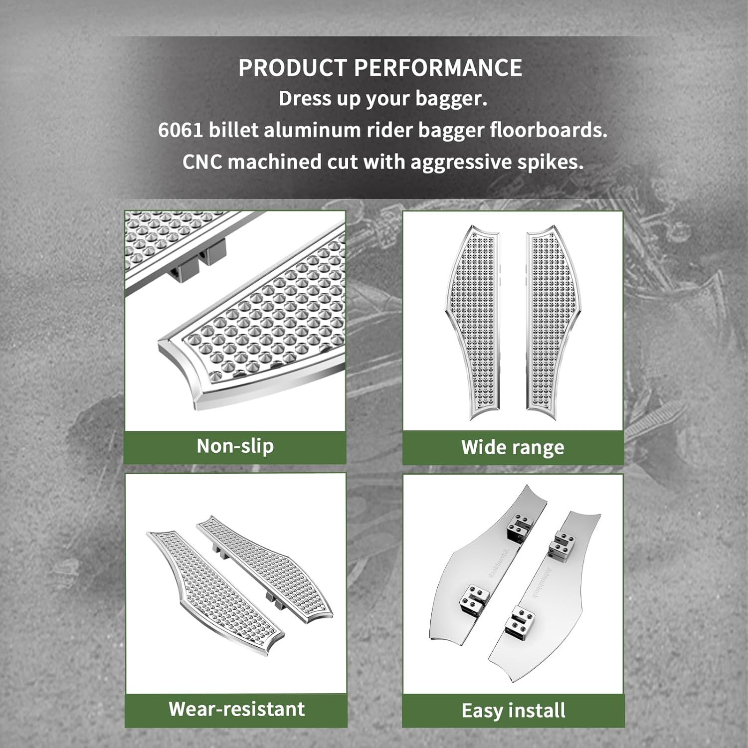 Motorcycle Driver Footpegs Vengeance Front Ride Floor Board Floorboards Fit for Harley Touring Road Glide Street Glide Electra Glide(Chrome)