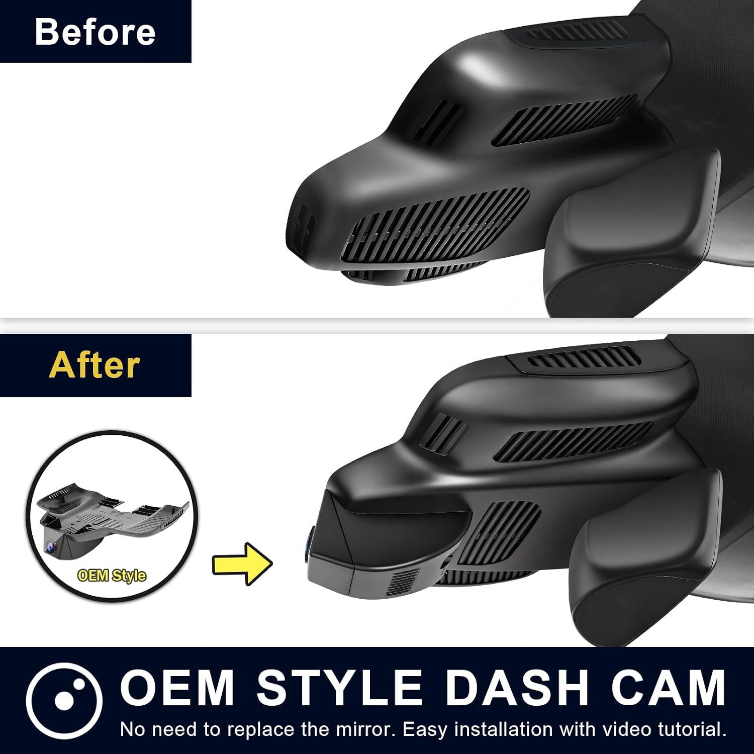 mangoal Front 4K HDR Dash Cam STARVIS 2 IMX678 for Mercedes-Benz C-Class Gen4 W/S/C/A 205 2015-2021(Model E Black), C200 C250 C300 etc, OEM Look, WiFi & APP, 5GHz WiFi, GPS, 64GB Card