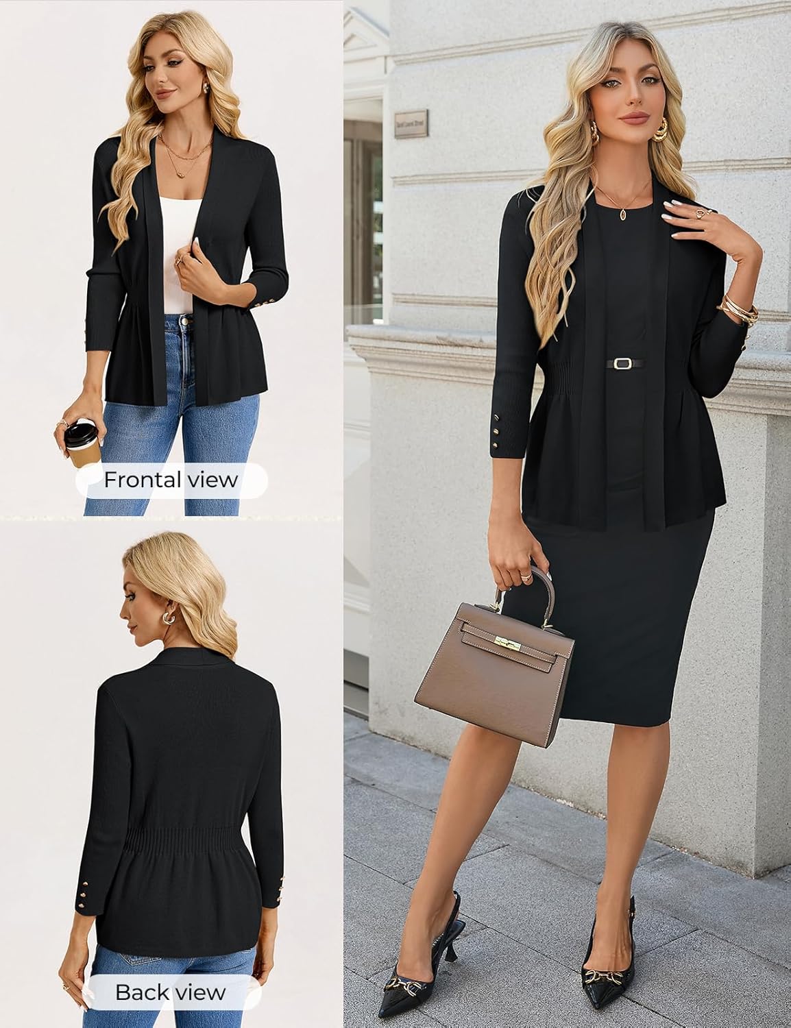 GRACE KARIN Cardigan for Women Trendy Lightweight Knit Sweaters Open Front Peplum Tops 2026 Spring Outfits - Image 3