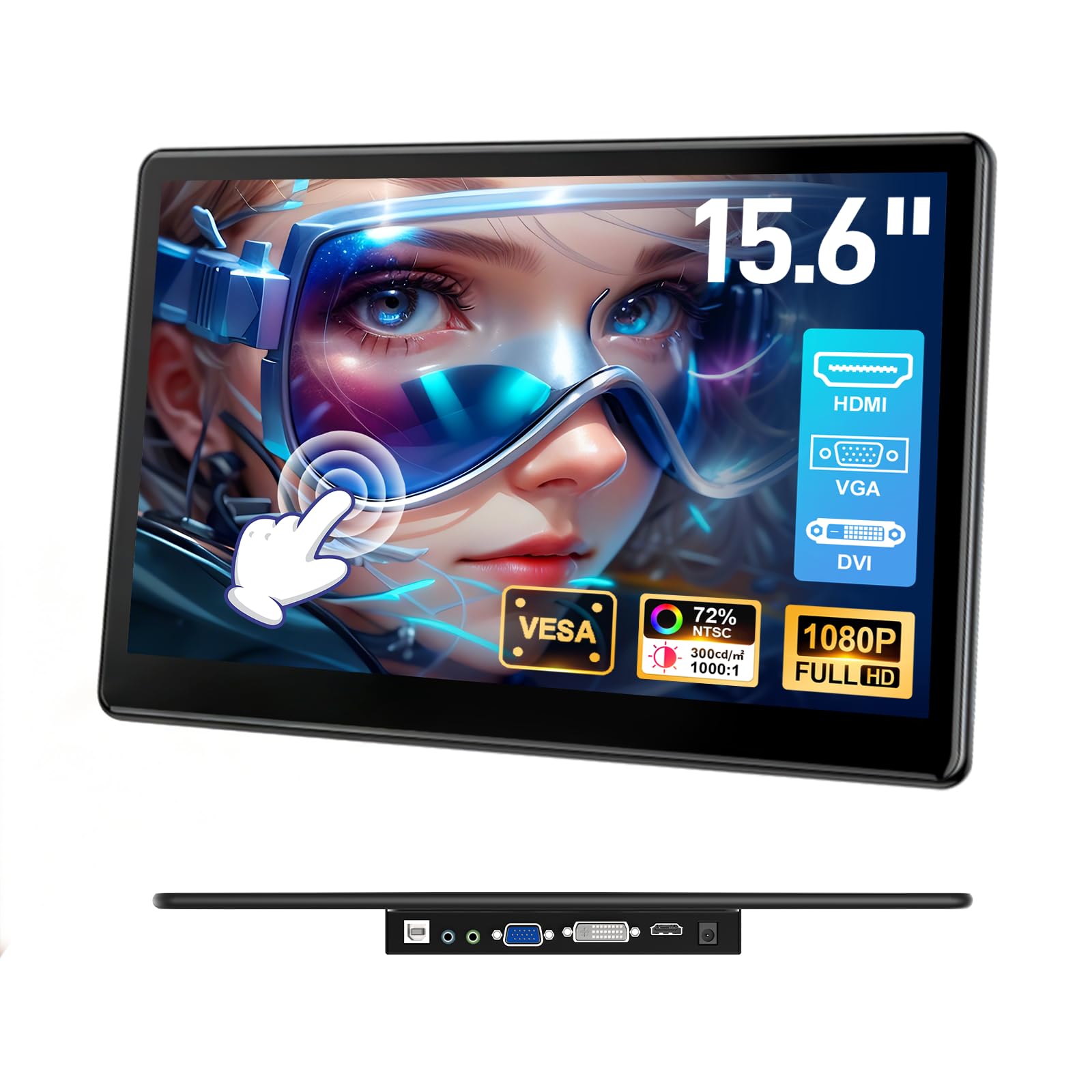 Photo 1 of Forzola 15.6 inch Portable Touchscreen Monitor with HDMI VGA DVI Ports, Screen Extender FHD 1920×1080 IPS Small Touch Screen Display Compatible with Laptops PC PS5/4, Industrial (with Remote)