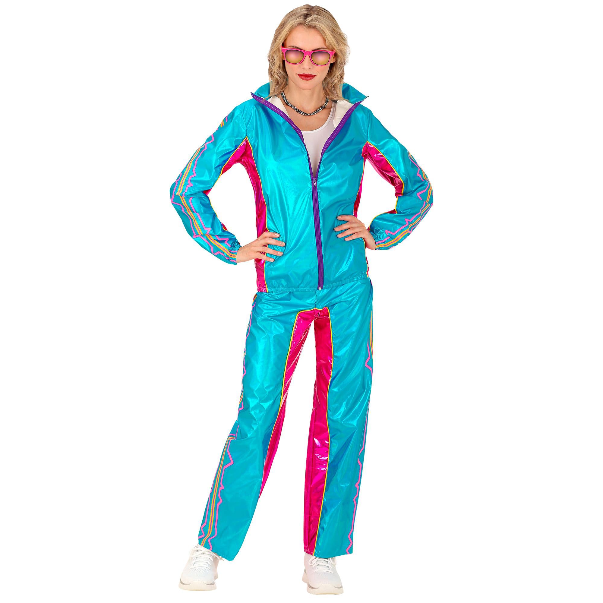 W WIDMANN MILANO Party Fashion - Disfraz de chándal, metalizado, atuendo neón de los años 80, chándal para carnaval y fiestas