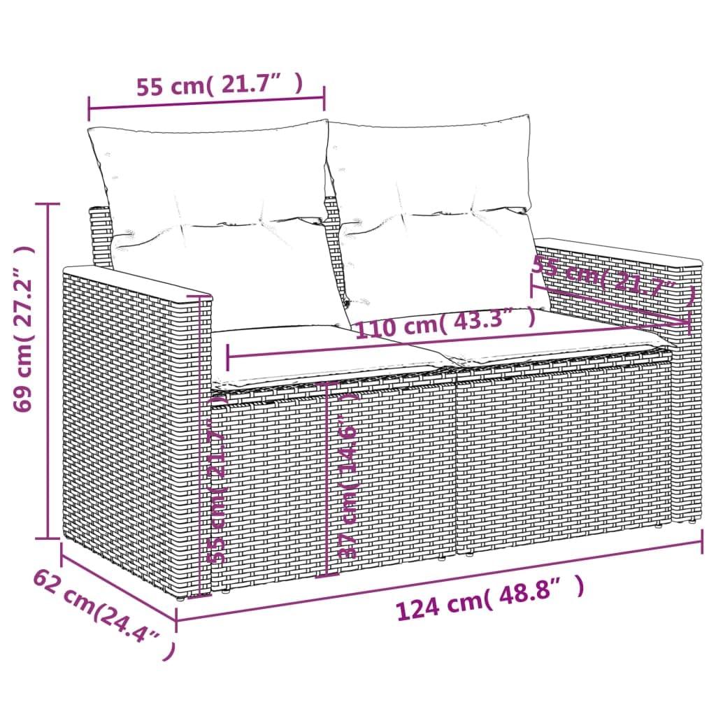 vidaXL Salon de Jardin avec Coussins 3 pcs, Canapés de Terrasse, Ensemble de Meubles de Patio, Mobilier d'Extérieur, Gris Résine Tressée