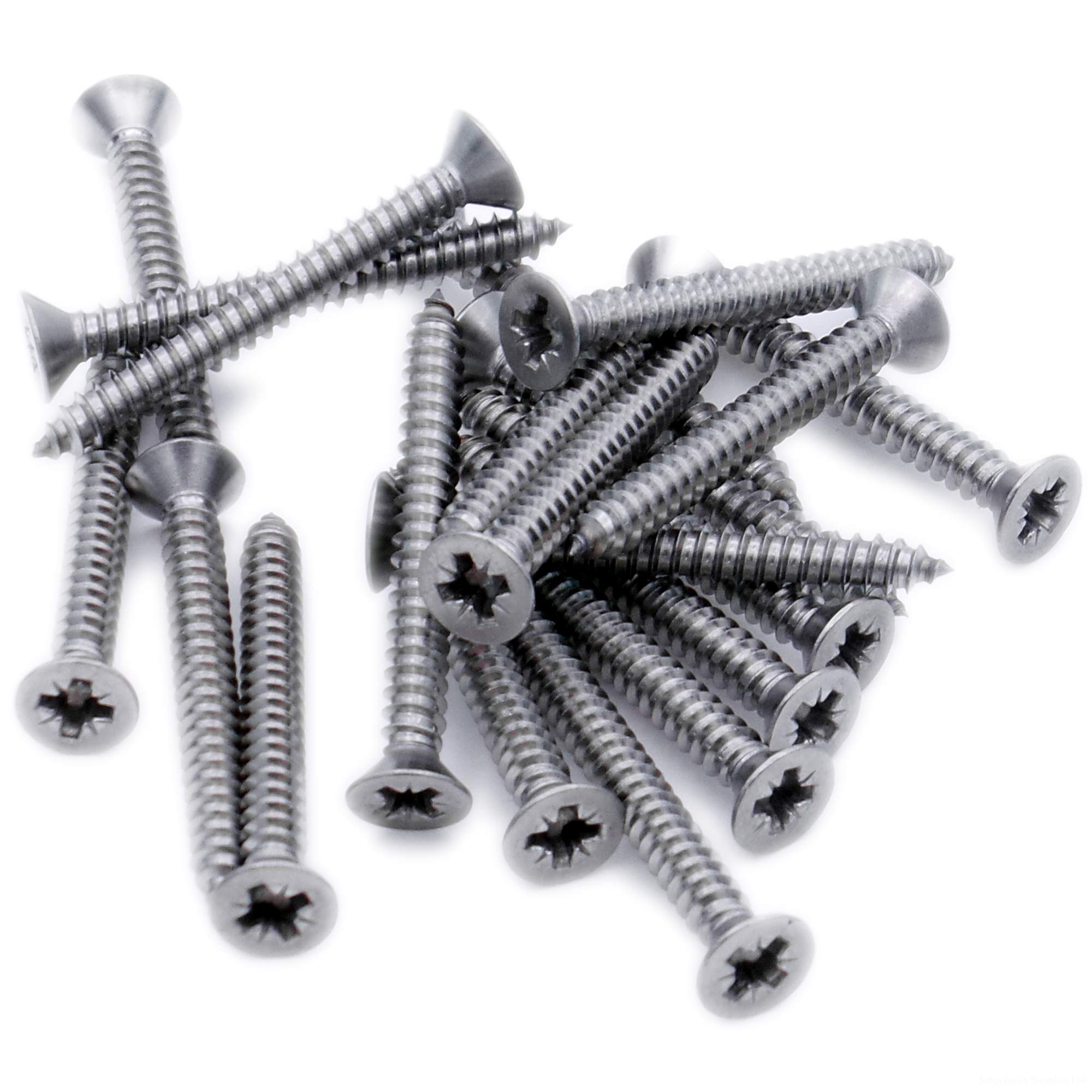 Singularity Supplies Silver No.2 X 0.3125 (2.2Mm X 8Mm) Pozi Countersunk Self-Tapping Screw - Stainless Steel (A2) (Pack Of 20)