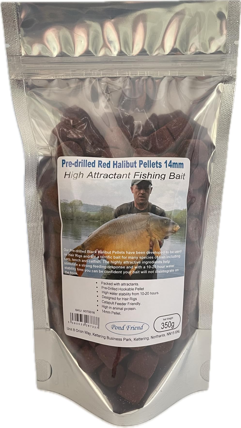 Pre Drilled Red Halibut Carp Fishing Bait 14mm 350g