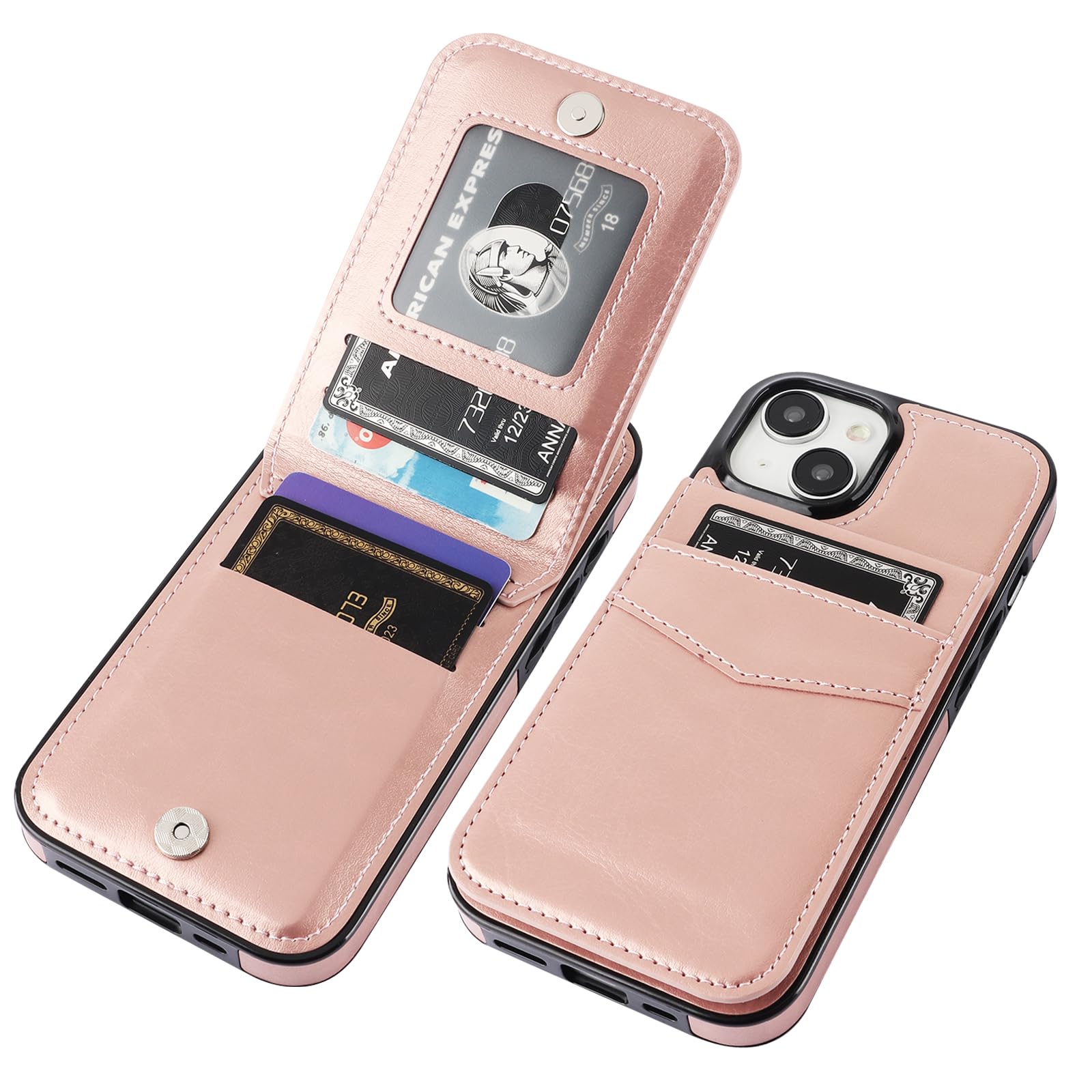 KIHUWEY Compatible with 15 Case Wallet with Credit Card Holder, Flip Premium Leather Magnetic Clasp Kickstand Heavy Duty Protective Cover for 15 6.1