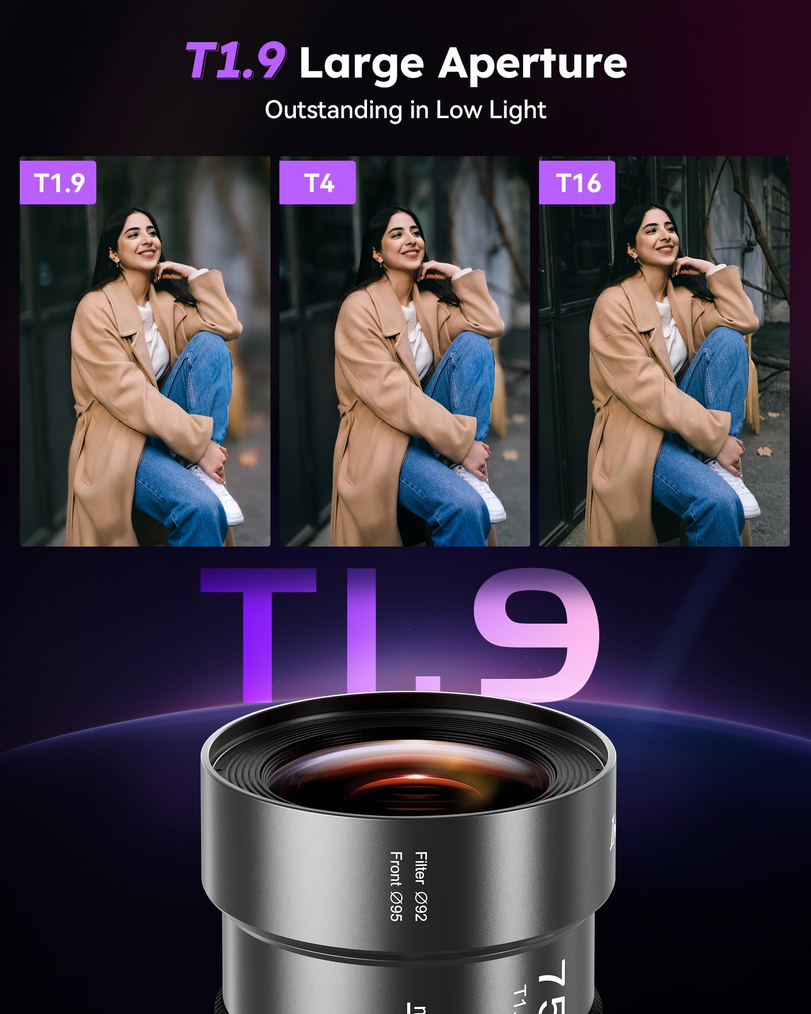 SIRUI IronStar T1.9 1,5 x anamorficzny obiektyw kinowy, 75 mm ręczny obiektyw kinowy z natywnym mocowaniem PL, wymiennym mocowaniem EF, neutralnym płomieniem