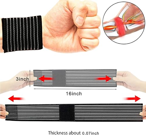 Miniatura 5 de Paquete de 2 muñequeras para entrenamiento, bandas de apoyo de mano para artritis, pulsera ligera para hombres y mujeres, banda de compresión,