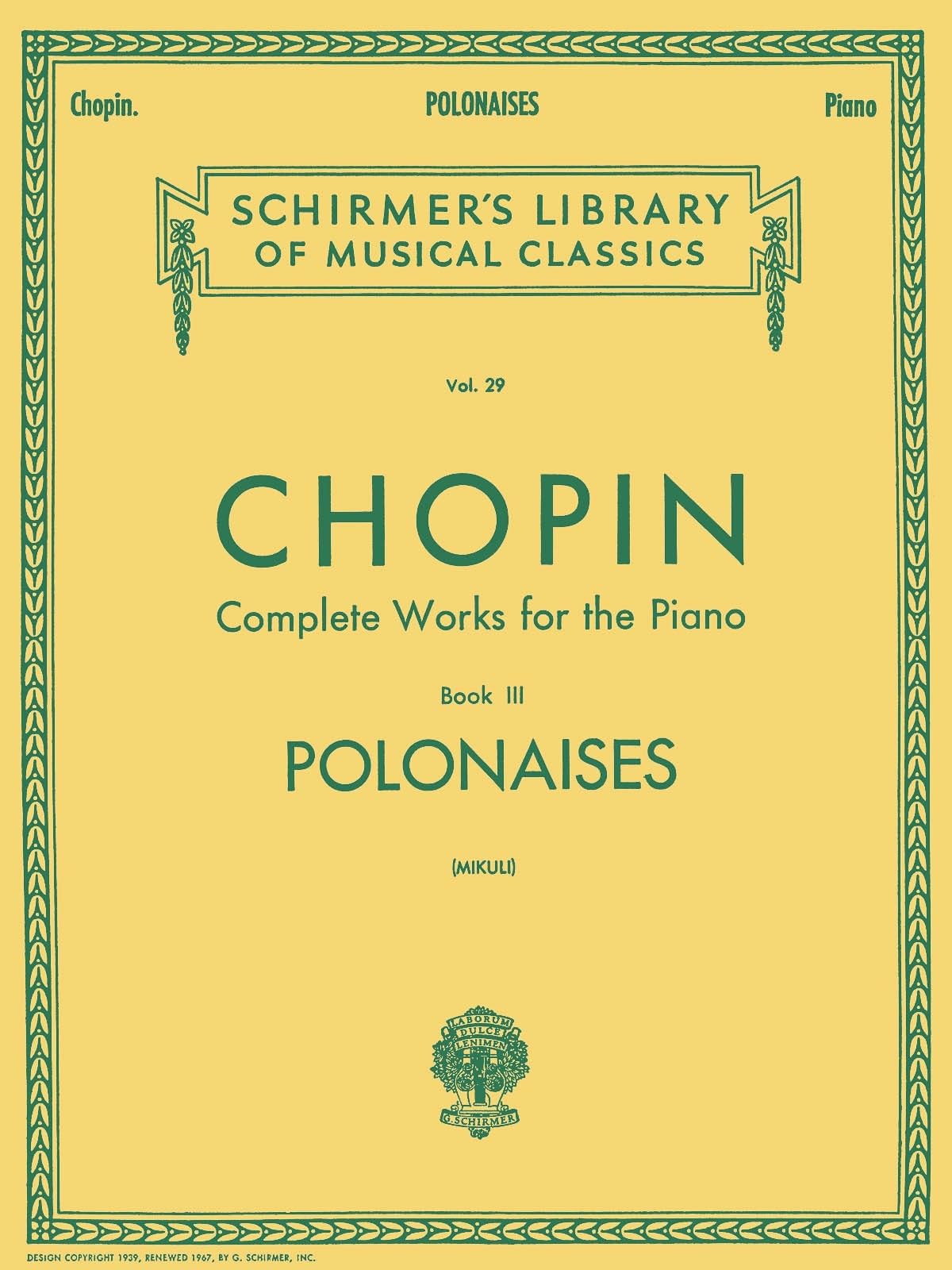 Polonaises. Piano Solo.: Schirmer Library of Classics Volume 29 Piano Solo