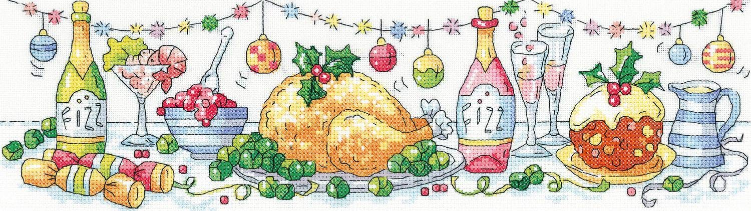 Heritage Crafts Karen Carter Collection Cross Stitch Kit - Christmas Dinner (Aida)