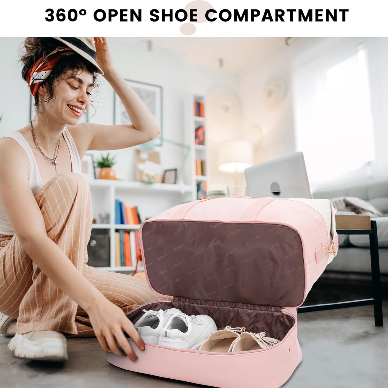 LOVEVOOK Weekender Bag, Large Travel Duffel Bag for Women with 2 Packing Cubes, Carry on Overnight Bag with Shoe Compartment, Mom Hospital Bags for Labor and Delivery - Image 6