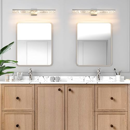 Miniatura 4 de Lámparas de baño sobre espejo, luces de tocador de níquel cepillado de 32 pulgadas para baño, 24 W regulables, LED, modernas, accesorios de