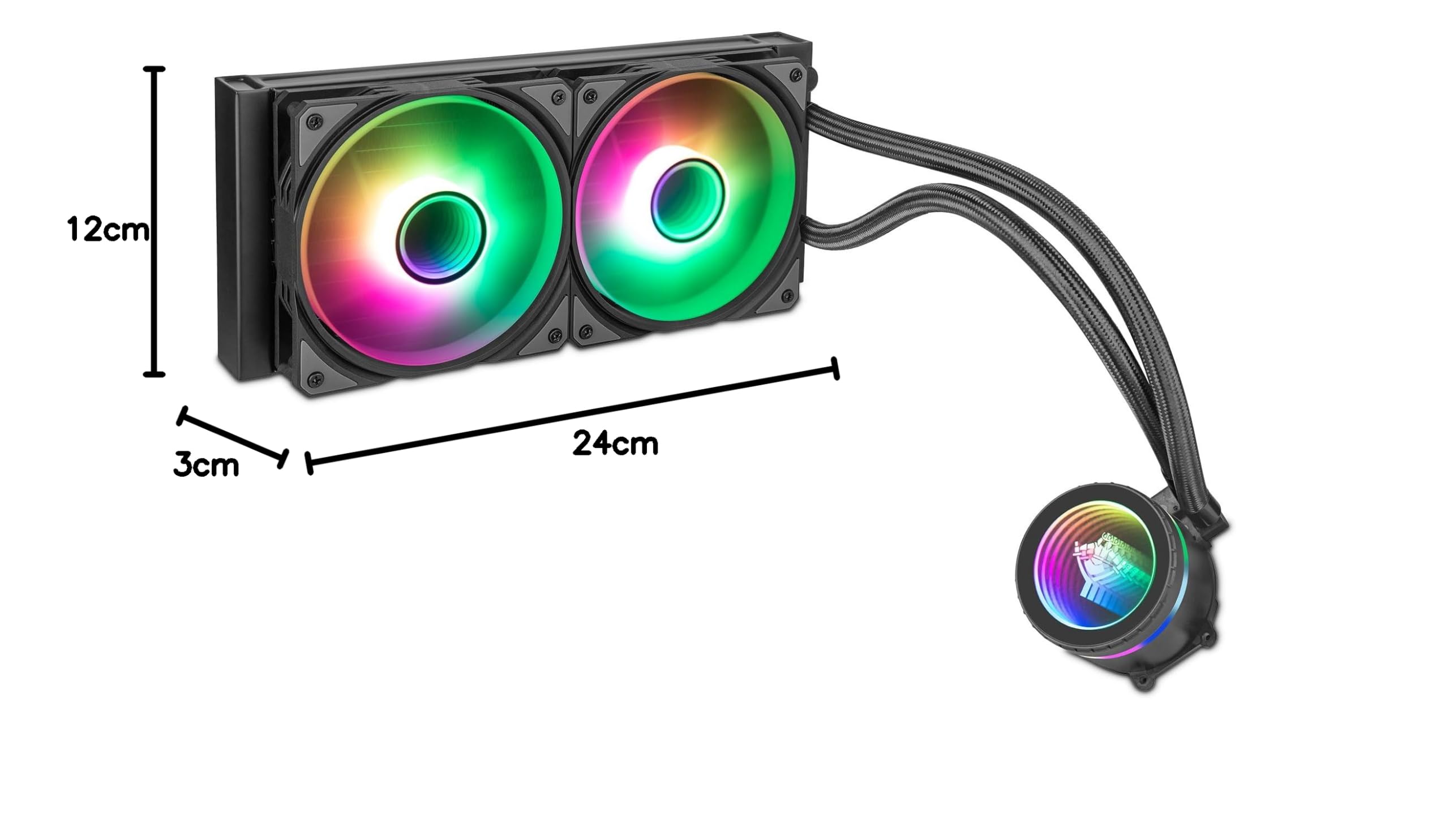 Yeyian Sistema di Raffreddamento Liquido AIO per CPU Intel AMD Serie PC Gaming per Computer Desktop Silenzioso PWM | 2 Ventole ARGB 240 mm | 2000 RPM | (Nuovo 2024)