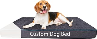 Personalized Size Dog Bed Waterproof Washable Soft Fluffy Dog Bed Customized Embroidery Pet Name with Removable Cover & Anti-Slip Bottom with Optional Fabric Colors Soft Comfortable Sleeping Cushion