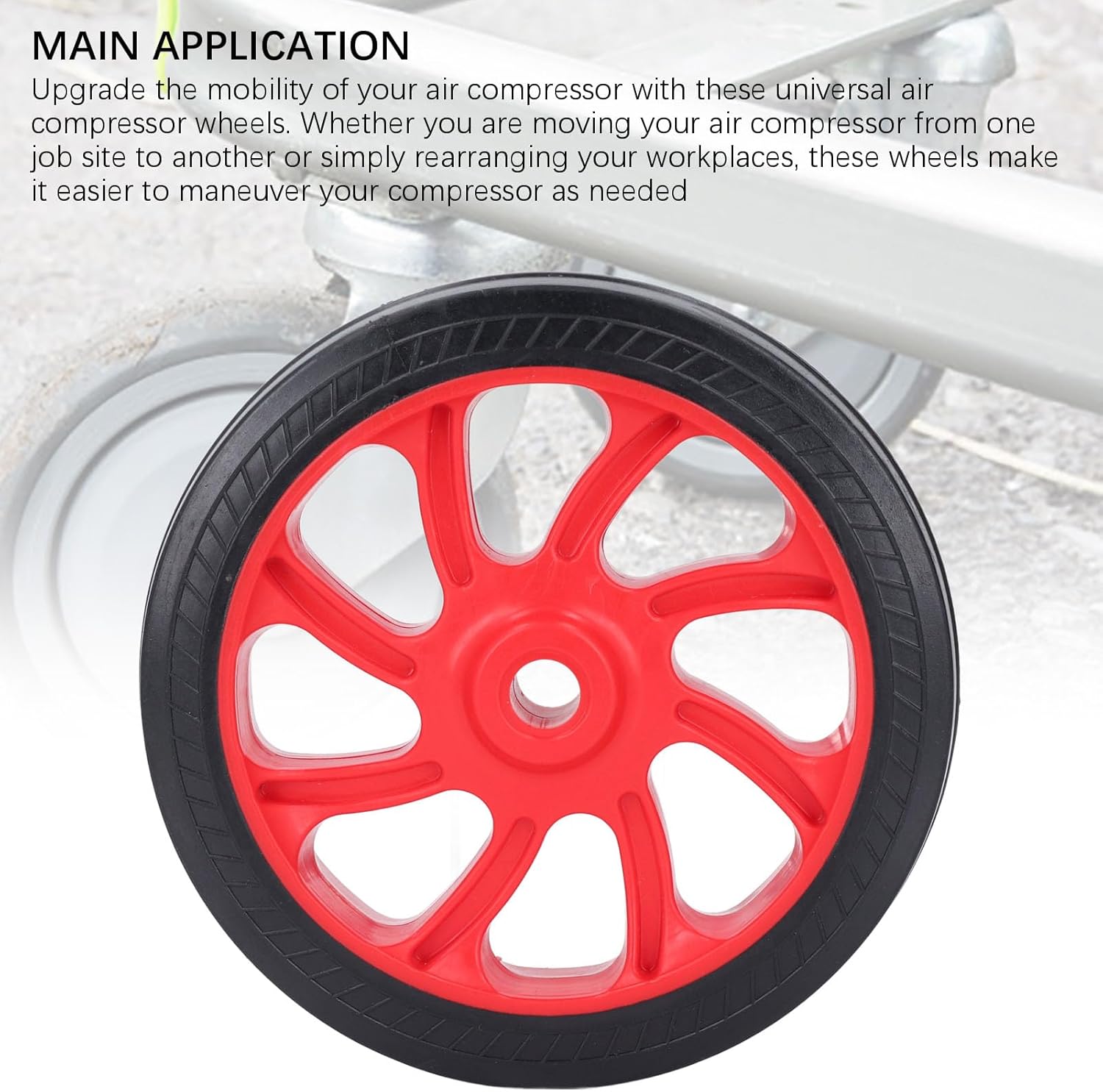 Air Compressor Wheels Rubber Casters 2Pcs Universal Replacement for Easy Mobility with 12mm Dia Hole Parts Accessories